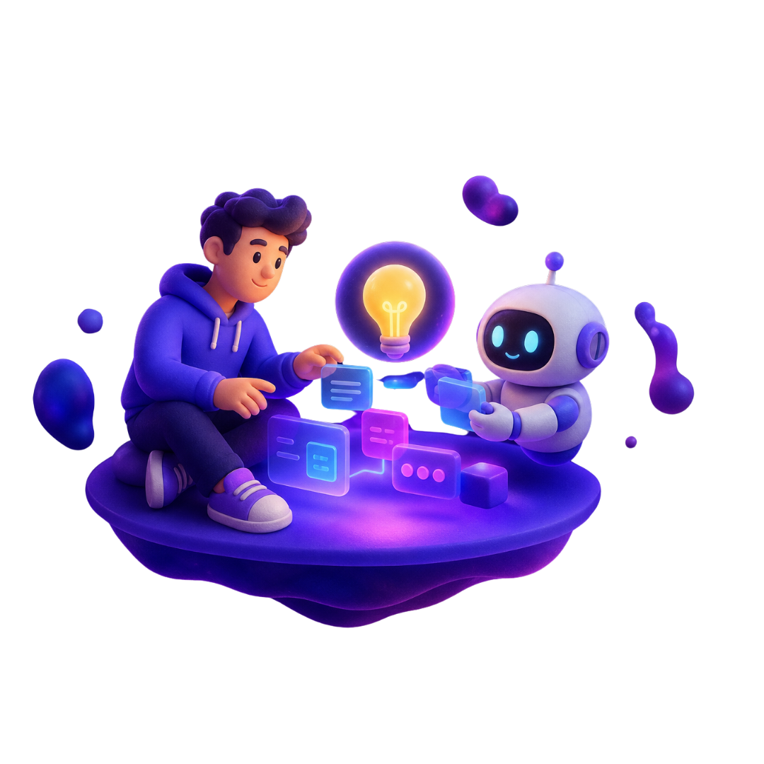 Human and robot collaborating on product ideas